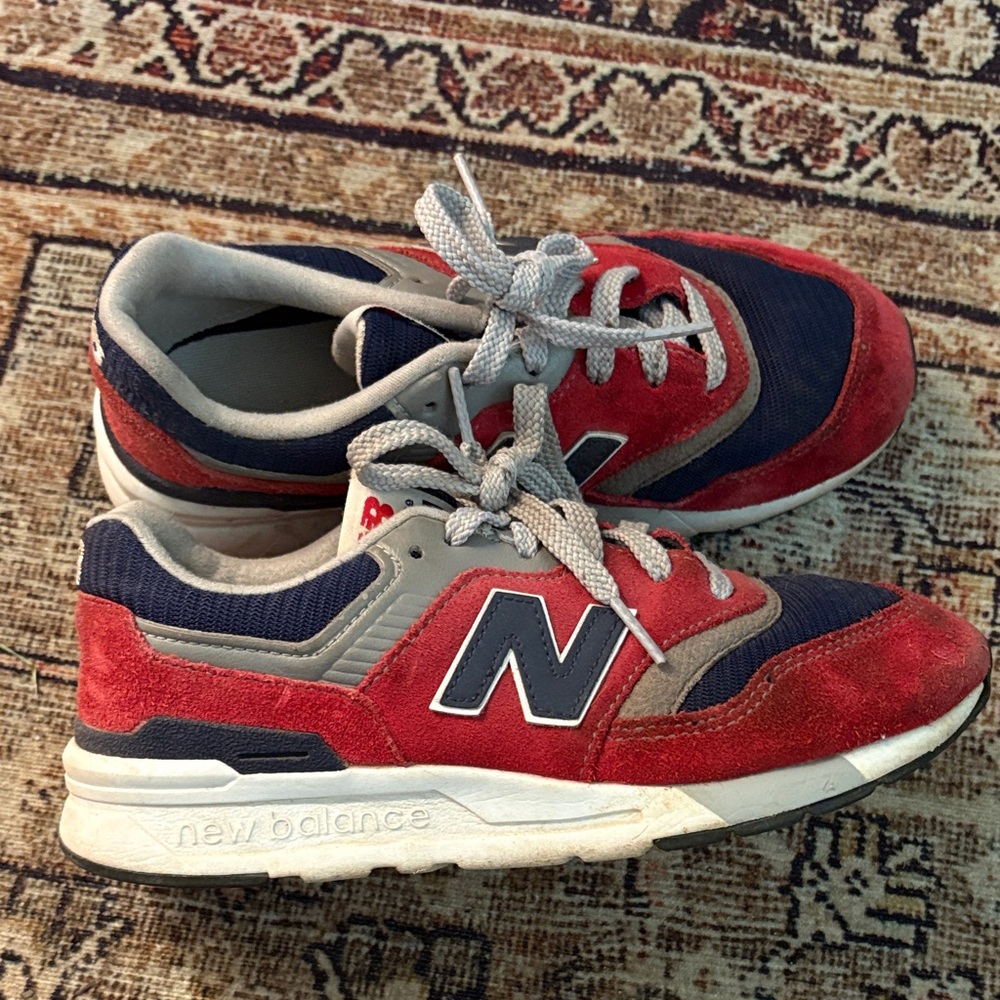 New Balance 997H Red and Navy Retro Athletic Sneakers